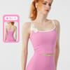 Sequin Pearl Floral Padded Dance Camisole Women Slim Fit Yoga Workout Layering Tank Top