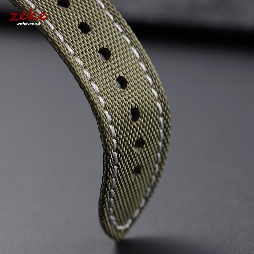Correa de Reloj de Lona 22mm 24mm Correa de Reloj de Nylon y Cuero Impermeable para Seiko para Omega Pulsera Deportiva Cinturón con Costura Hecha a Mano