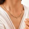 Dainty Round Snake Chain White Zircon Necklace,Gold Plated Women's Stainless Steel Necklaces,Fashion Charm Jewelry Gifts
