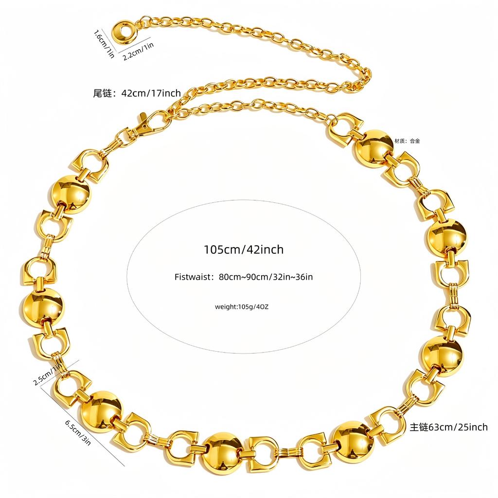 Hanging Plating Heavy Industry Three-dimensional Disc D Buckle Waist Chain Women's Light Luxury Adjustable Skirt Metal Belt High-end Accessories