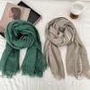 Autumn and Winter Scarf Women's Yarn Scarf New Casual Versatile Solid Color Breathable Rough Edge Warm Scarf Shawl Silk Scarf