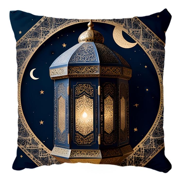 Aksamitne Poszewki na Poduszki Latarnia Księżycowa Ramadan Poszewka na Poduszkę na Krzesło do Domu Biura na Zewnątrz Kwadratowe Poszewki na Poduszki Dekoracja Wzór z Nadrukiem