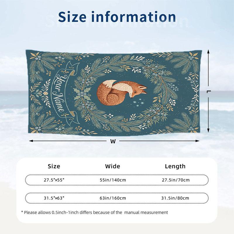 Windmill Village Adventure Theme Quick Dry Beach Towel Custom Name Text Print Large Sand Resistant Towel Beach Vacation
