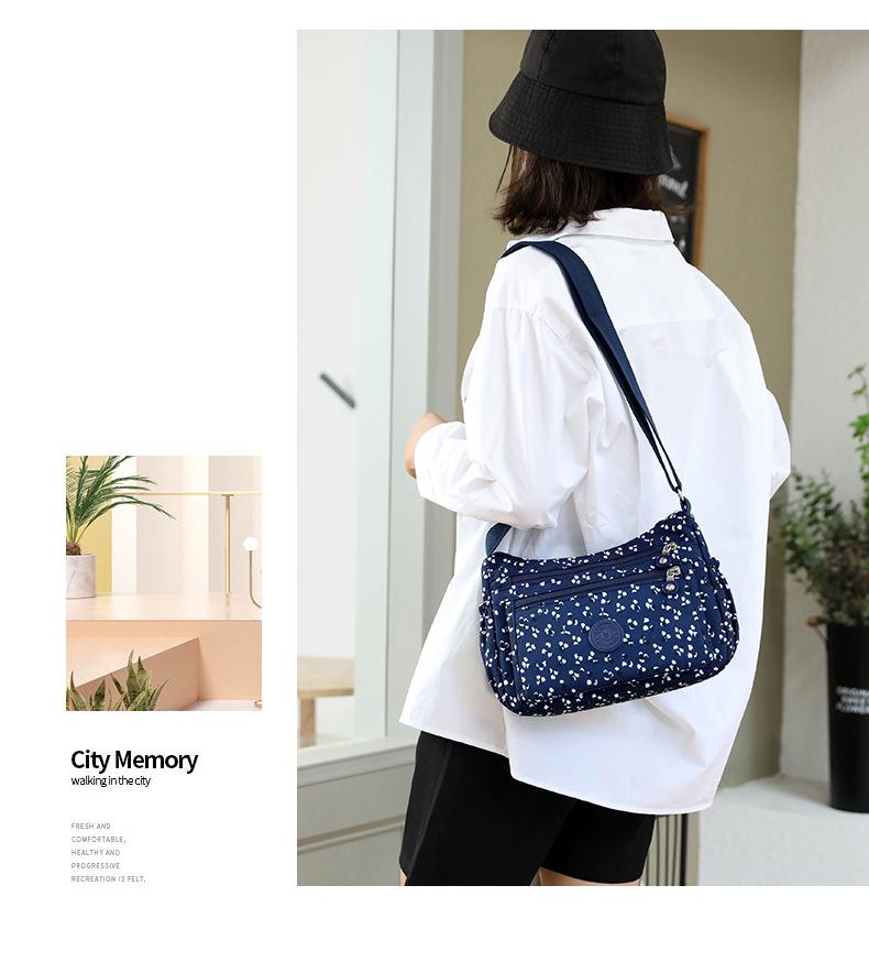 Urban Minimalist Women's Nylon Shoulder Bag - Casual Printed Small Square Bag for Middle-aged and Elderly