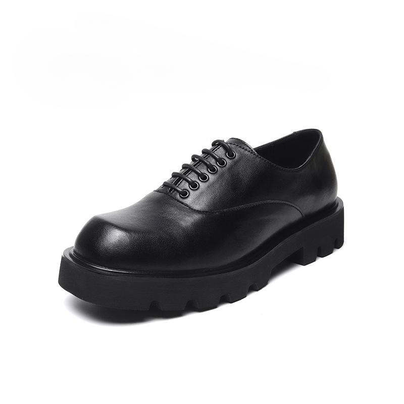 British Large Size Leather Shoes 45 Men'S Korean Version Black Trendy Shoes 46 Thick-Soled Low-Top Muffin Business Leather Shoes 15961-B