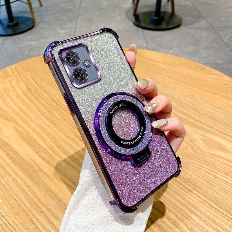 G10 G20 G30 Glitter Phone Case For Motorola Moto G10 G20 G30 G84 G54 G82 5G G52 G71S Soft Plating Shockproof Holder Ring Cover