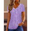 Spring and Summer Popular All-over Printed V-neck T-shirt for Women, Loose Slimming Casual Short-sleeved Top, Versatile and Trendy