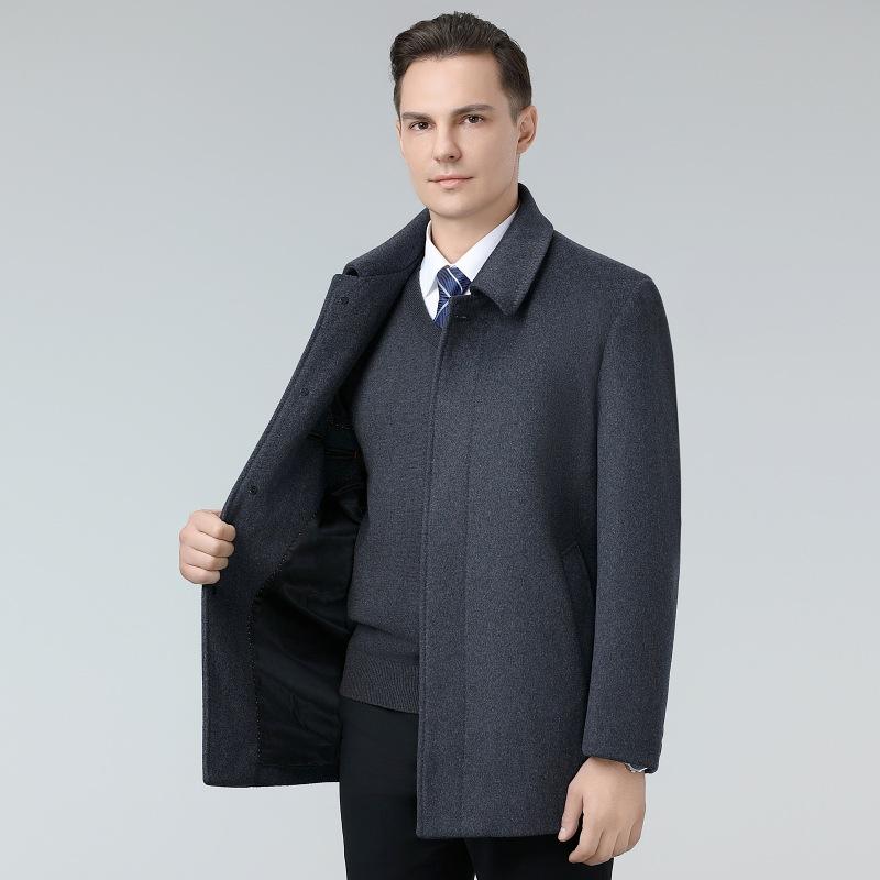 New Style Lapel Coat for Men In Autumn and Winter Business Casual Middle-aged Daddy Woolen Jacket Jacket