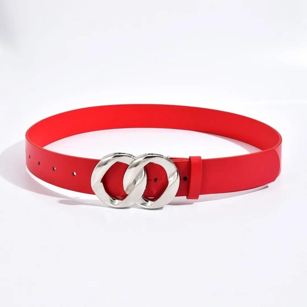 

Fashion Womens Pu Leather Belt With Alloy Ring Buckle For Daily Use And Work Outfits