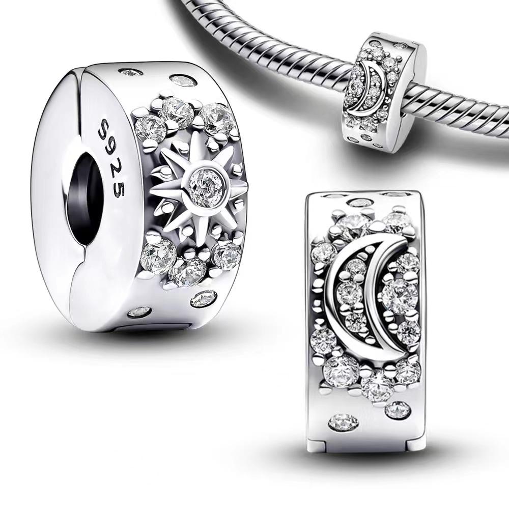 New Moon & Star Series Luck Twinkle Sun Dangle Charms For Originalcharms Bracelet Trinket Copper Charm Women Diy Jewelry