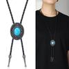 3 st PU Bolotie för Män Graverad Turkos Bolotie Halsband Krage Hänge Western Bolotie för Skjorta Rodeos Halsband