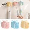 Space Saving Toothbrush Case Cute Bear Wall Mounted Holder with Dustproof Flip Cover, Single Waterproof Brush Dispenser Storage Organizer, Drill-free