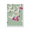 Swarm Japanese Royal Cranes Art Prints Vintage Bird Sage Green Wall Art Canvas Painting Retro Abstract Pictures Home Decor