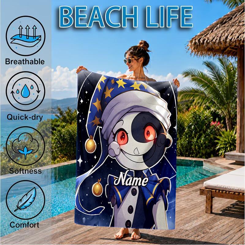 Custom Name Daycare Moon Drop Adventure Heart In Space Adventure Microfiber Beach Towel, Lightweight for Summer Travel, Swimming Pool Fan Gift