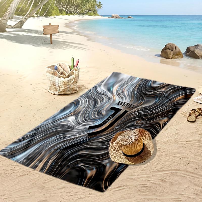 Asciugamano da Spiaggia Stampato Juventus FC Asciugamano Morbido ad Asciugatura Rapida Coperta da Spiaggia Rettangolare Grande Portatile per Viaggi Piscina