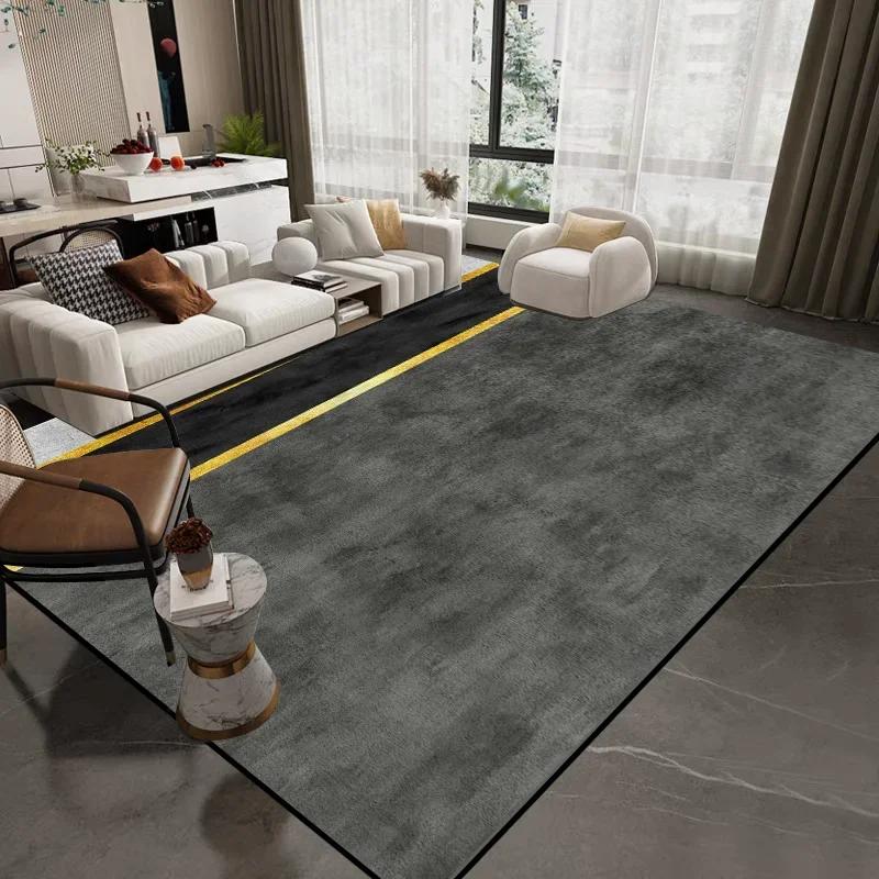 Grey Luxury Modern Carpet for Living Room Decoration Washable Rugs Bedroom Bedside Rug Anti Slip Cloakroom Floor Mat Large Size