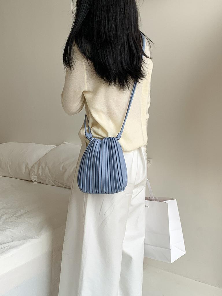 Pu Pleated Crossbody Bag With Magnetic Closure For Daily Casual Use