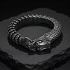 Svart Drake Kedjearmband för Män Biker Viking Rostfritt Stål Punk Vintage Smycken Gåva