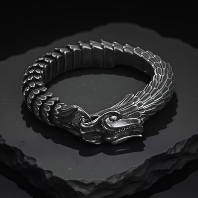 Black Dragon Chain Bracelet for Men Biker Viking Stainless Steel Punk Vintage Jewelry Gift