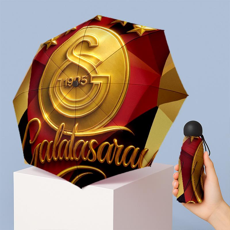 Galatasaray FC Mini 5 Fold Pocket Umbrella Compact Lightweight Anti UV Rain Sun Protection Umbrella Portable Travel Umbrella