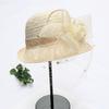 Curled top hat women's summer face cover mesh fashion basin hat British retro sun hat elegant flower lace bucket hat
