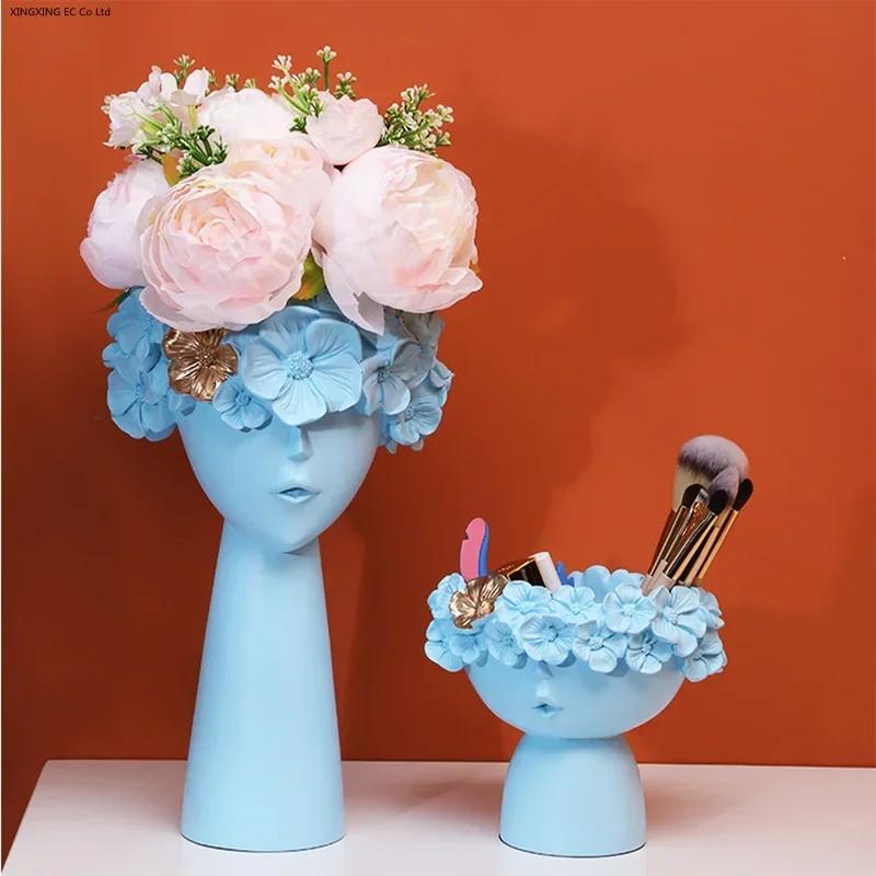 Nordic Decoration Home Flower Vase Living Room Decoration Vases Cute Girl Arranging Flower Container Desktop Accessories