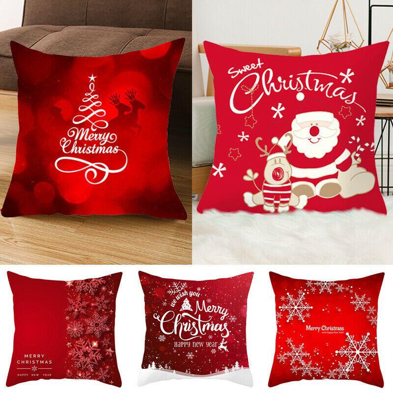 Festive Christmas Red Pillow Case Luxurious Cushion Cover For Cheerful Home Decor