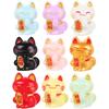 9pcs Resin Landscape Fortune Cat Lucky Fortune Cat Figurines Mini Maneki Statues Ornaments for Car Home Office
