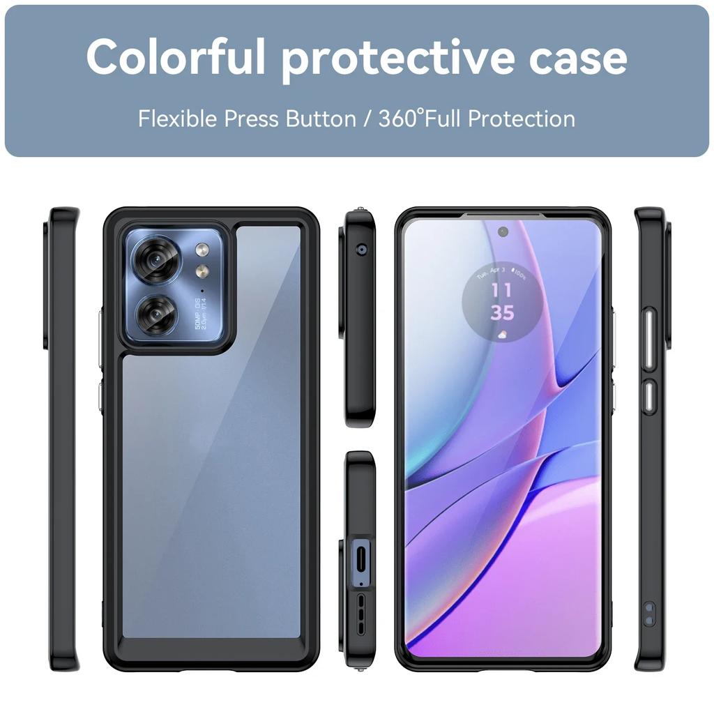 Husă transparentă colorată din TPU pentru Motorola Moto Edge 40 Neo Husă de protecție Cadru transparent rezistent la șocuri Protecție completă Husă transparentă colorată