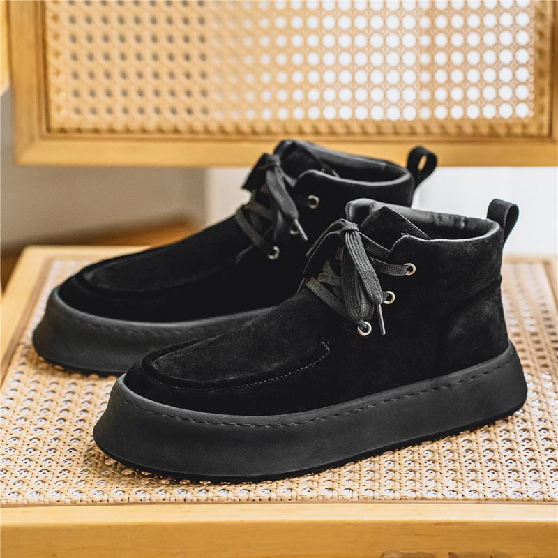 High Top Sneaker Men Designer Winter Plush Warm Snow Boot Fashion Casual Leather Upper Height Increased Flat Platform Board Shoe