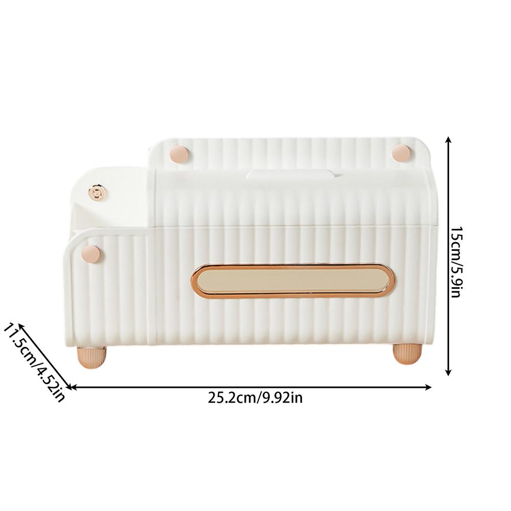 

Portable Tissue Box Organizer Multifunctional ABS Storage Container Contemporary Functional Centerpiece Home Decoration білий