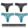 FINETOO  4PCS/Set Sexy Lace Women Panties G-String Underwear Intimates Lingerie Thong for Female Panties Butterfly T-Back Floral Pantys