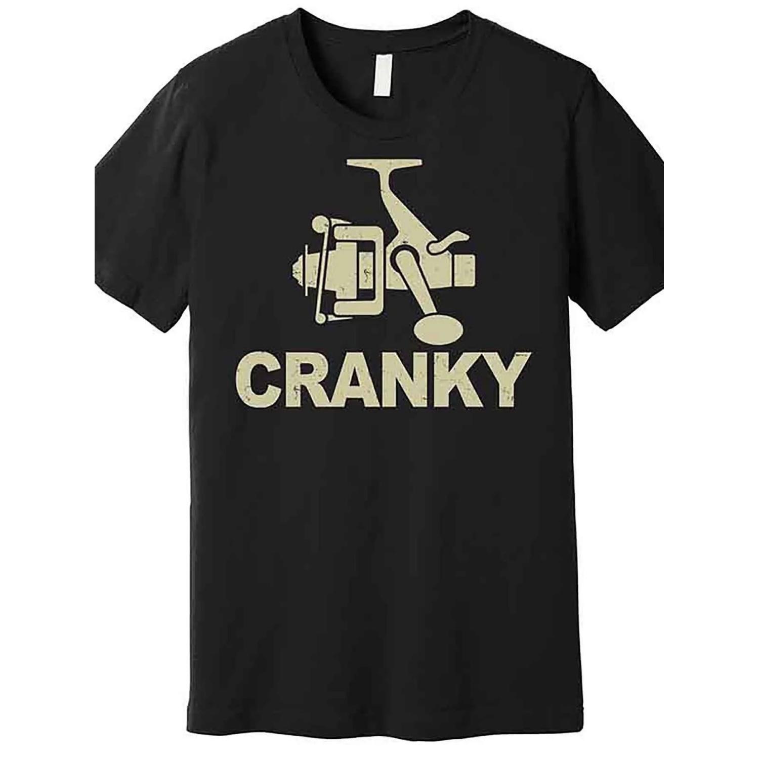 

Men s _Cranky Fishing_ Pattern T-shirt Casual and Humorous Black Design T-shirt - Perfect Gift for Fishing Enthusiasts XXXXXL чорний