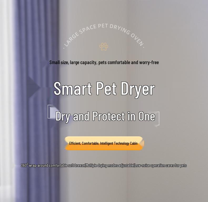 Smart Silent Pet Dryer: Automatic, Large-Capacity Hair Drying Box for Dogs and Cats