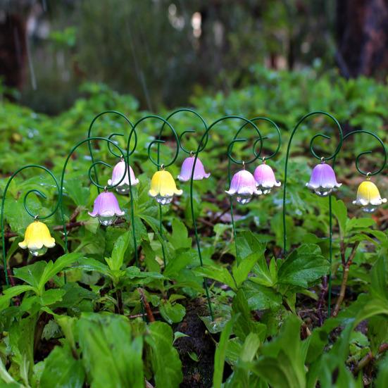 9Pcs Garden Stake Lily of The Valley Fairy Garden Stake Set Resin Flower Stake for Outdoor Decoration