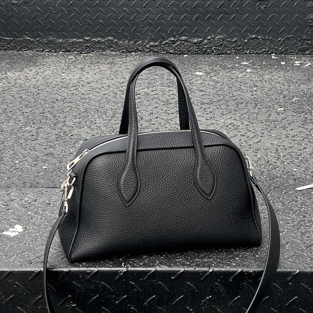 Neue Damen Bowlingtasche aus erstklassigem Rindsleder, Boston Leder, Hand-, Schulter- und Umhängetasche, Damen Pendler, lässig, schlicht, trendig