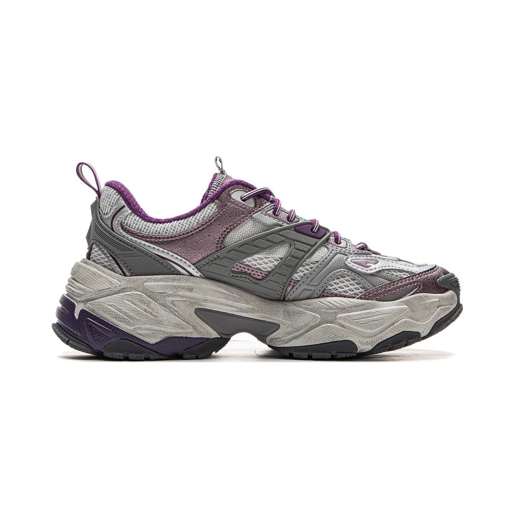 Li Ning Brown Sugar 2 Versatile Retro Thick Sole Fashionable Casual Shoes Women Sneakers Gray Purple AGCV124-3