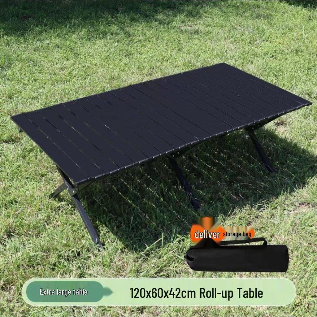 Ultra-Light Portable Folding Camping Table & Chair Set with Wood Grain Finish