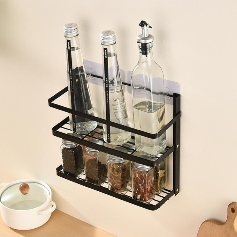 Foldable Over The Door Spices Shelf Large Capacity Rustproof Metal Storage for Small Kitchens