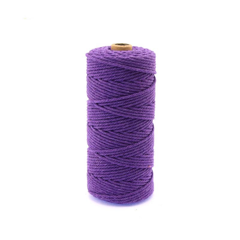 

100M/Roll Home Decoration Supply Colorful Macrame Cotton Cord Handmade Gift Wrapping Natural DIY Projects 3mm Hand Knitting 100m темно-фиолетового