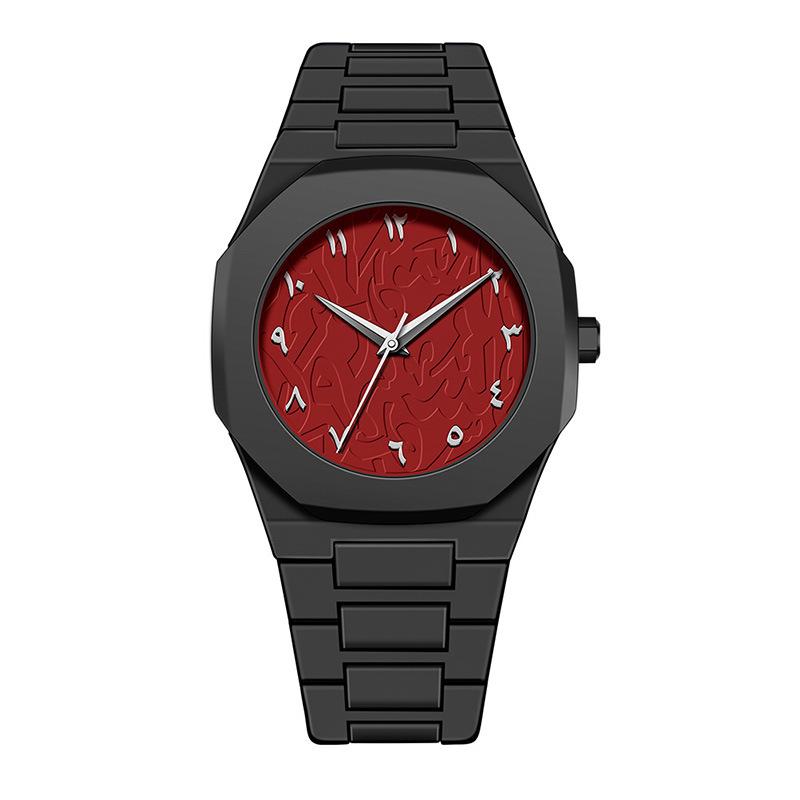Men's Arabic Numerals Black Matte Quartz Watch