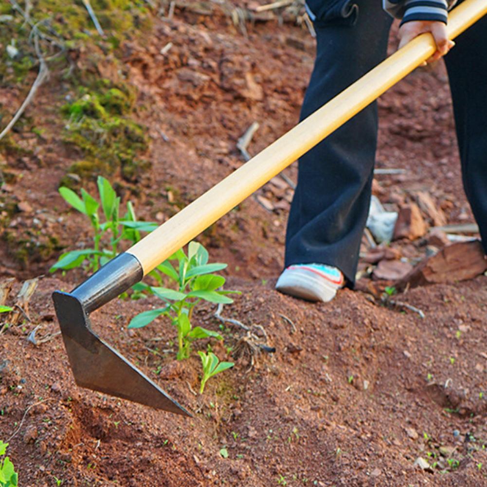 Durable Garden Hoe Household Outdoor Farming Tools Forging Weeding Hoe for Digging Soil Planting Vegetables Flowers