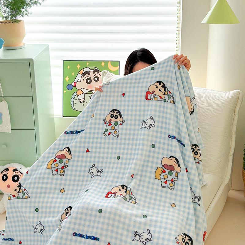 Coperta Morbida Double-Face del Cartone Animato Crayon Shin-chan - Coperta per Aria Condizionata, Coperta da Divano, Latte Pile Spesso
