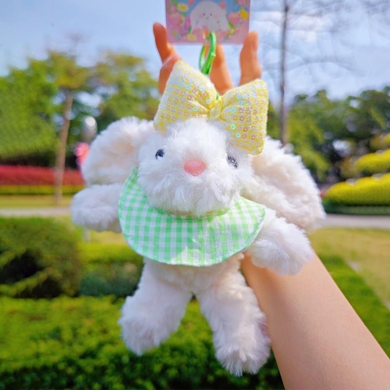 

Cute Bow Sequin Plaid Scarf Rabbit Cartoon Plush Toy Bag Pendant Gift For