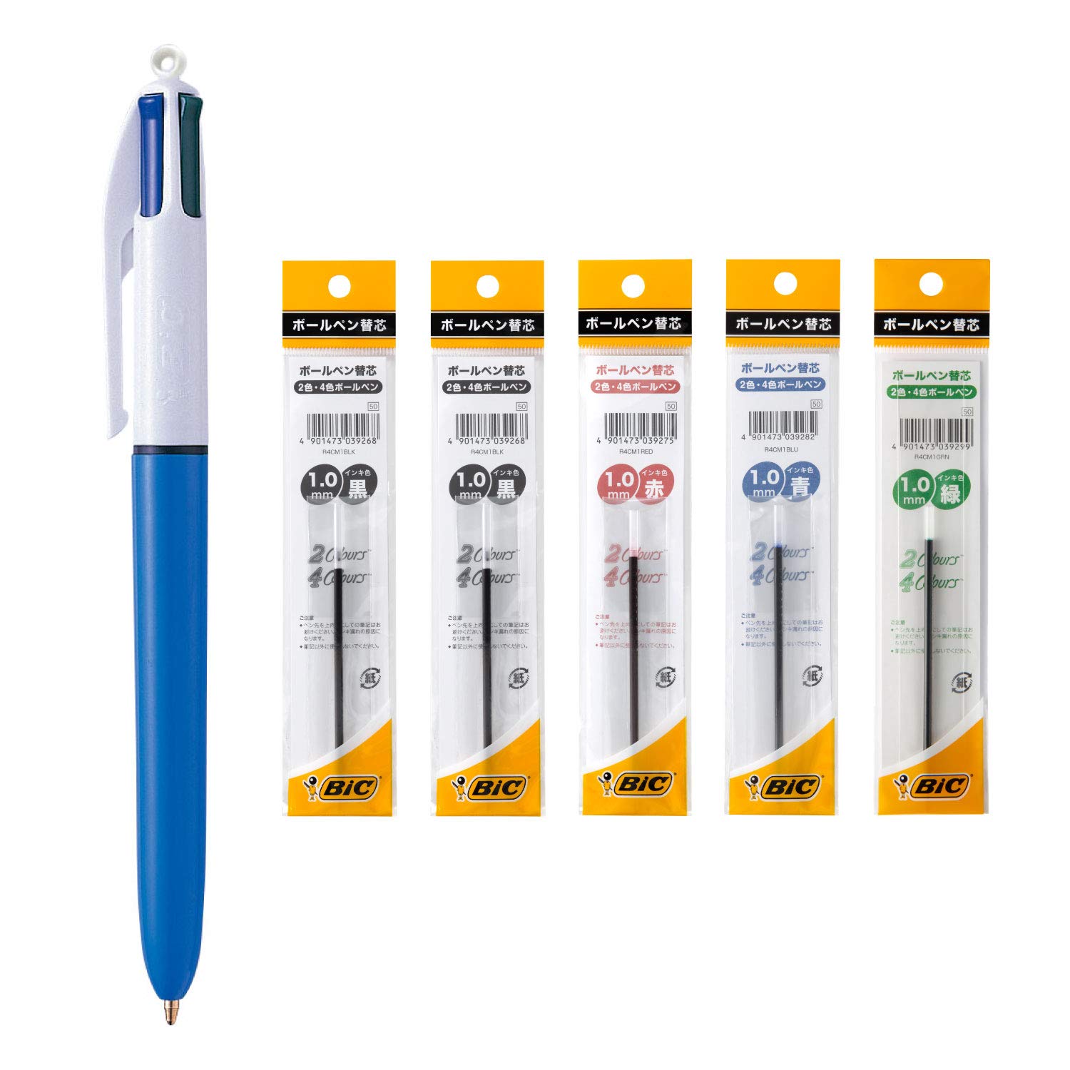 

Bic Japan Bic Ballpoint Blue Refill 4-Color Pen, Multicolor, Barrel, 1.0mm Set, 4CSMD-RF5
