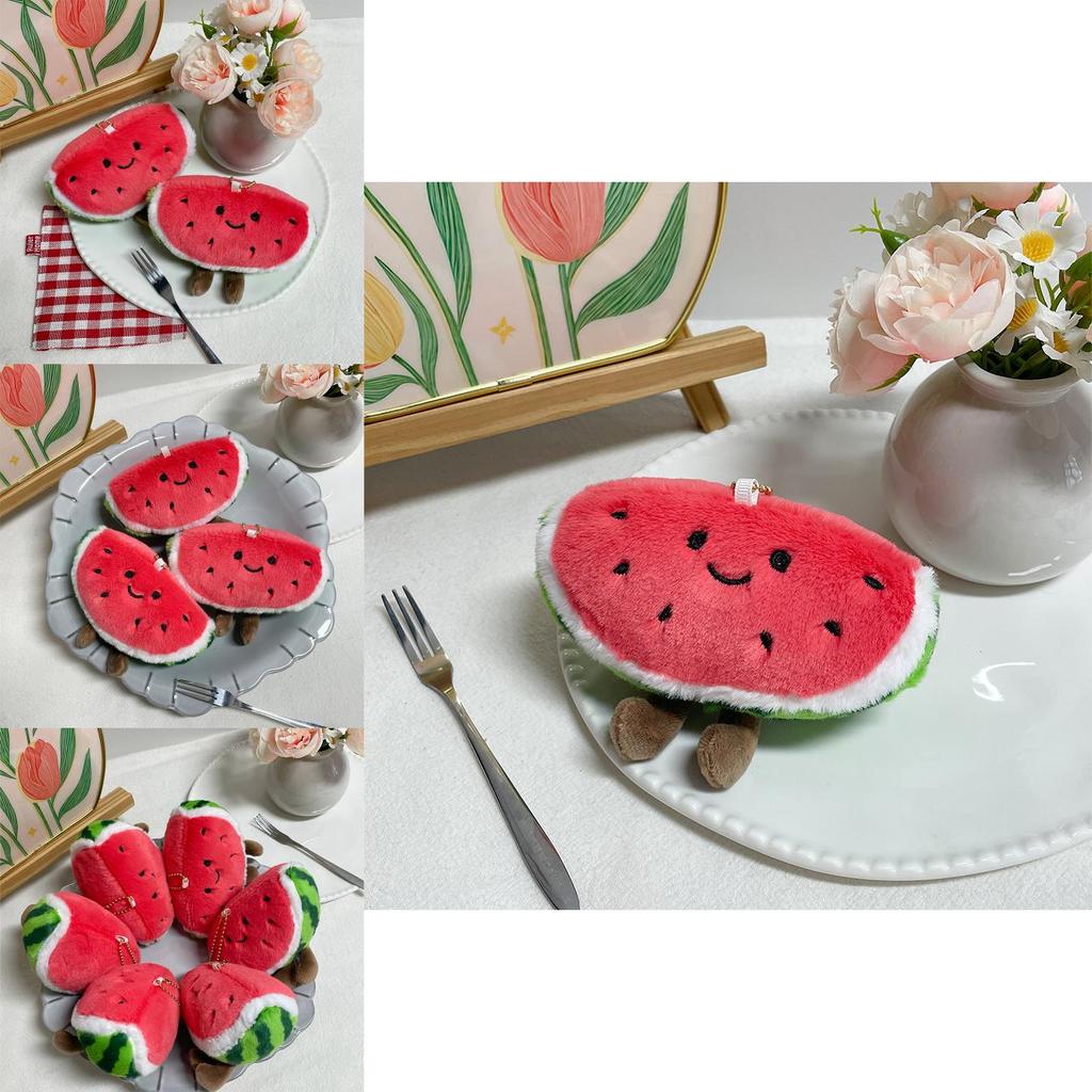 Cute Watermelon Plush Keychain With Pp Cotton Filling For Bag Decoration And Collectors
