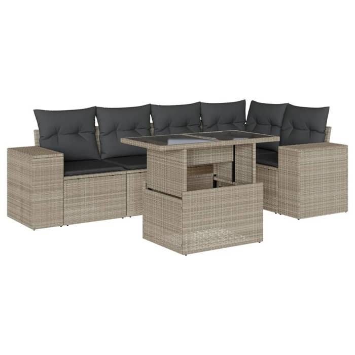 VidaXL Salon de jardin 6 pcs avec coussins gris clair résine tressée 3269152