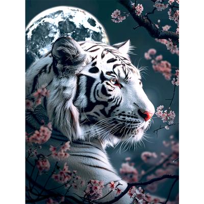 5d DIY Diamond Painting Cross Stitch Moon Tiger Peach Blossom Diamond Embroidery Mosaic Full Round Drill Home Decor