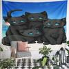 "Black Cats with Blue Eyes on Beach" Pattern Wall Hanging Tapestry Decorative Tapestry Home Decor for Bedroom and Living Room