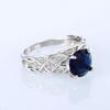 Huitan Chic Novel Silver Color Ring Blue Zirconia Finger Ring Female Fashion Luxury Accessories Luxury Engagement Jewelry GiftsGood Product